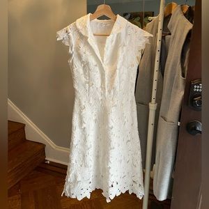 White floral cut out lace dress